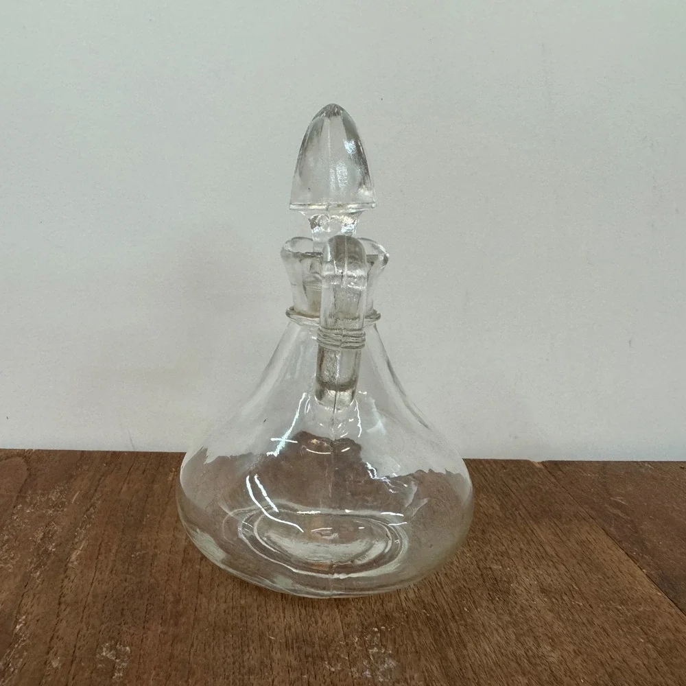 Vintage Clear Glass Oil Vinegar Cruet Carafe Dispenser with Stopper‎
